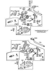 Carburetor Assemblies Diagram and Parts List for 110902-1189-XX  Briggs and Stratton Engine